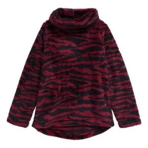 Zella Girl Nikki Fleece Top in Wild Zebra Purple Nectar size Medium 8/10